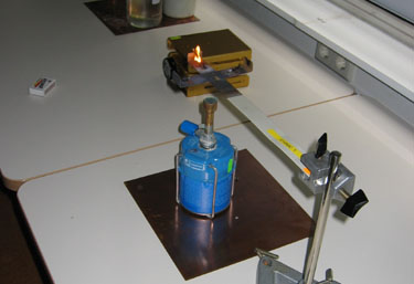 Experiment Wärmeleitung Kupfer, Messing und Eisen